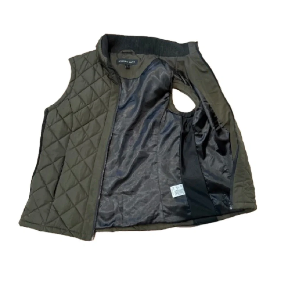 Andrew Marc Quilted Zip Vest Olive Green Womens Small